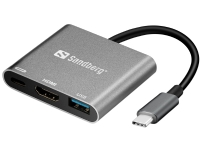 Sandberg Dock, USB-C Mini + HDMI + USB, hvid