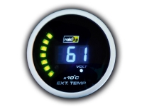 raid hp 660507 Bil indbygningsinstrument Udstødningsgas-temperaturvisning måleområde 0 - 1250 °C NightFlight Digital Blue Blå, Hvid 52 mm