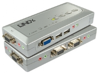 Lindy KVM Switch Compact USB Audio 4, USB, USB, VGA, Koblet med ledninger (ikke trådløs), Windows 2000/XP/Mac/Linux
