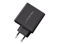 Qoltec - Strømadapter - 63 watt - 3 A - PD, QC 3.0 - 2 utgangskontakter (USB, USB-C) - svart