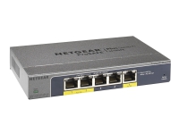 NETGEAR Plus GS105PE - Switch - Styrt - 2 x 10/100/1000 (PoE+) + 3 x 10/100/1000 - stasjonær - PoE+ (19 W)