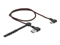 Delock Easy - USB-kabel - USB (hann) venstre/høyre-vinklet, reversibel til USB-C (hann) venstre/høyre-vinklet, reversibel - 50 cm - svart