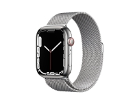 Apple Watch Series 7 (GPS + Cellular) - 45 mm - sølv rustfritt stål - smartklokke med fint strikket løkke - rustfritt stål - sølv - håndleddstørrelse: 150-200 mm - 32 GB - Wi-Fi, Bluetooth - 4G - 51.5 g