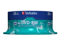 Verbatim - 25 x DVD-RW - 4.7 GB (120 min) 4x - matt sølv - spindel