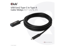 Club 3D - USB-forlengelseskabel - USB-C (hann) til USB-type A (hunn) - USB 3.1 Gen 2 - 900 mA - 5 m - USB-strøm, toretnings