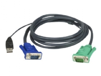 ATEN Micro-Lite 2L-5203U - Tastatur / video / musekabel (KVM) - USB, HD-15 (VGA) (hann) til DB-15 (hunn) - 3 m - for KVM on the NET CS1708, CS1716 Master View max CS-1716 MasterView USB KVM Switch CS-1708
