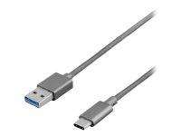 DELTACO Prime USBC-1258 - USB-kabel - USB-C (hann) til USB-type A (hann) - USB 3.1 Gen 1 - 1 m - grå