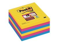 Post-it® super sticky large notes rio-farver, 6 linjerede blokke, 101mm x 101mm