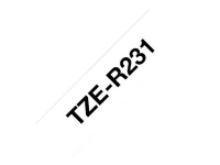 Brother TZe-R231 gavebånd 12mm x 4m - sort på hvid satinbånd
