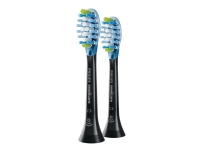 Philips Sonicare C3 Premium HX9042 Plaque Defence - Utskiftningsbørstehode - for tannbørste - svart (en pakke 2) - for Sonicare DiamondClean HX9372 Sonicare HealthyWhite+ HX8918, HX8923