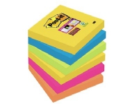 Post-it Super Sticky Rio de Janeiro 654-6SS-RIO-EU - Noter - 76 x 76 mm - 540 ark (6 x 90) - neongrønn, neongul, neonoransje, fuksia, middelhavsblå