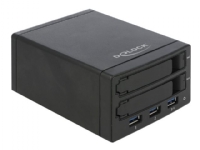 Delock External Enclosure for 2 x 2.5 SATA HDD / SSD with RAID + 3 Port USB 3.0 Hub - Harddiskarray - 2 brønner (SATA-600) - USB 3.0 (ekstern)