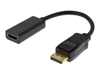 DELTACO DP-HDMI43 - Video adapter - DisplayPort hann til HDMI hunn - 20 cm - svart - 4K-støtte