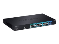 TRENDnet TL2 PG284 - Switch - Styrt - 20 x 10/100/1000 (PoE) + 4 x 10/100/1000 (PoE+) + 4 x delt Gigabit SFP - rackmonterbar - PoE+ (185 W)