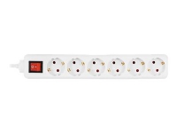 DELTACO GT-133 - Flerkoplingslist - 3500 watt - inngang: CEE 7/7 - utgangskontakter: 6 (CEE 7/4) - 3 m - hvit