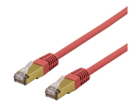 DELTACO SFTP-61RAH - Koblingskabel - RJ-45 (hann) til RJ-45 (hann) - 1 m - SFTP - CAT 6a - halogenfri, formstøpt - rød