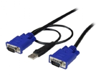 StarTech.com 15 ft 2-in-1 Ultra Thin USB KVM Cable - Video- / USB-kabel - USB, HD-15 (VGA) (hann) til HD-15 (VGA) (hann) - 4.57 m - svart - for P/N: CAB831HDU, RACKCONS1908, SV1631DUSBUK, SV565DUTPU, SV565UTPUL, SV831DUSBUK