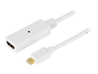 DELTACO DP-HDMI200 - Adapterkabel - Mini DisplayPort hann til HDMI hunn - 2 m - hvit