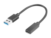 Lanberg - USB-adapter - USB-type A (hann) til USB-C (hunn) - USB 3.1 Gen1 OTG - 15 cm - svart