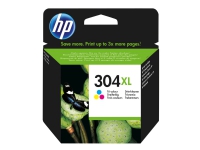 HP 304XL - Høy ytelse - farge (cyan, magenta, gul) - original - blekkpatron - for AMP 130 Deskjet 26XX, 37XX ENVY 50XX