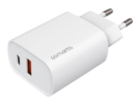 4smarts VoltPlug - Strømadapter - 25 watt - 3 A - PD 3.0, QC 3.0, AFC - 2 utgangskontakter (USB, USB-C) - hvit