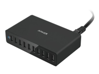 Anker PowerPort 10 - Strømadapter - 60 watt - 12 A - IQ - 10 utgangskontakter (10 x 4-pins USB-type A) - svart