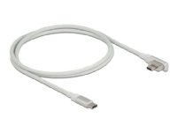 Delock - USB-kabel - USB-C (hann) vinklet, magnetisk til USB-C (hann) - USB 3.2 Gen 2 / Thunderbolt 3 - 1.2 m - USB Power Delivery (5 A, 100 W), støtte for 4K 60 Hz (3840 x 2160) - hvit, sølv