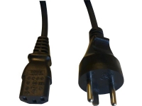 Netledning 240 VAC med DK stik med jord - C13 apparatstik, længde 1,8 meter, sort