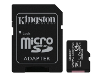 Kingston Canvas Select Plus - Flashminnekort (microSDXC til SD-adapter inkludert) - 64 GB - A1 / Video Class V10 / UHS Class 1 / Class10 - microSDXC UHS-I (en pakke 2)