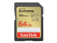 SanDisk Extreme - Flashminnekort - 64 GB - Video Class V30 / UHS-I U3 / Class10 - SDXC UHS-I