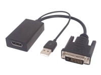 MicroConnect - DisplayPort / DVI-adapter - dobbeltlenke - DVI-D (hann) til USB, DisplayPort - DisplayPort 1.2 - 15 cm - 1080p-støtte - svart