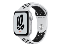Apple Watch Nike SE (GPS) - 44 mm - sølvaluminium - smartklokke med Nike-sportsmerke - fluorelastomer - ren platina / svart - båndbredde: S/M/L - 32 GB - Wi-Fi, Bluetooth - 36.2 g
