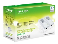 TP-Link TL-PA4010PKIT AV500+ Powerline Kit with AC Pass Through - Strømlinjeadaptersett - HomePlug AV (HPAV) - veggpluggbar (en pakke 2)