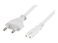 DELTACO DEL-109J - Strømkabel - Europlug (hann) rett til IEC 60320 C7 rett - AC 250 V - 2.5 A - 2 m - hvit