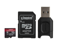 Kingston Canvas React Plus - Flashminnekort (microSDXC til SD-adapter inkludert) - 128 GB - A1 / Video Class V90 / UHS-II U3 / Class10 - microSDXC UHS-II