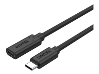 Unitek C14086BK - USB-forlengelseskabel - USB-C (hunn) til USB-C (hann) - USB 3.2 Gen 2 - 20 V - 5 A - 50 cm - flertrådet, USB Power Delivery (100 W), 4K 60Hz støtte - svart