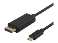 DELTACO - DisplayPort-kabel - USB-C (hann) til DisplayPort (hann) - DisplayPort 1.2 - 1 m - 4K-støtte - svart
