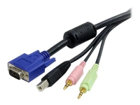StarTech.com 6 ft 4-in-1 USB VGA KVM Switch Cable with Audio and Microphone - VGA KVM Cable - USB KVM Cable - KVM Switch Cable (USBVGA4N1A6) - Tastatur / video / mus / lydkabel - USB, HD-15 (VGA), ministereojakk (hann) til HD-15 (VGA), ministereojakk