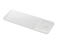 Samsung Wireless Charger Trio EP-P6300 - Trådløs ladepute + AC-strømadapter - Fast Charge - hvit - for Galaxy Buds Live, Buds+, Note20, S20, S20 5G, S20+ 5G, Watch 3, Z Flip 5G, Z Fold2 5G