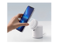 Anker MagGo - Trådløst ladestativ + AC-strømadapter - 7.5 watt - 2 utgangskontakter - dolomitthvit - for Apple iPhone 12, 12 mini, 12 Pro, 12 Pro Max, 13, 13 mini, 13 Pro, 13 Pro Max
