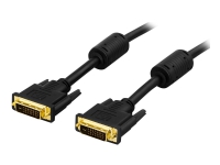 DELTACO DVI-600 - DVI-kabel - dobbeltlenke - DVI-D (hann) til DVI-D (hann) - 1 m - svart