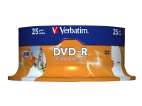 Verbatim - 25 x DVD-R - 4.7 GB 16x - bred fotoskrivbar overflate - spindel
