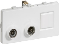 LAURITZ KNUDSEN TV ,Radio og RJ45 slutdåse, 2 modul 3 stik TD301 FUGA® Farve: hvid.