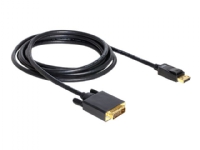 Delock - DVI-kabel - DisplayPort (hann) til DVI-D (hann) - 3 m - tommelskruer