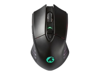 Nedis Gaming - Mus - høyrehendt - optisk - 7 knapper - trådløs, kablet - 2.4 GHz - USB trådløs mottaker - svart