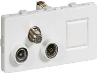 LAURITZ KNUDSEN TV ,Radio,RJ45 og Data slutdåse, 2 modul 4 stik TD372 FUGA® Farve: hvid.