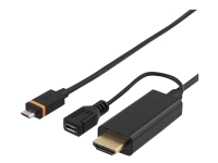 DELTACO - HDMI-adapter - Micro-USB (SlimPort) til HDMI, Micro-USB type B (kun strøm) - 1 m - svart