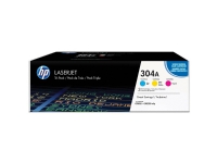 HP 304A 3-pakning cyan/magenta/gul originale LaserJet-tonerkassetter, 2800 sider, Cyan, Fiolblå, Gult, 3 stykker