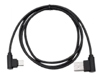 Qoltec - USB-kabel - USB-C (hann) vinklet til USB (hann) vinklet - USB 2.0 - 1 m - svart