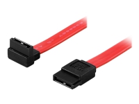 DELTACO SATA-03A1 - SATA-kabel - SATA (hunn) til SATA (hunn) - 30 cm - oppvinklet kontakt, rett kontakt - rød